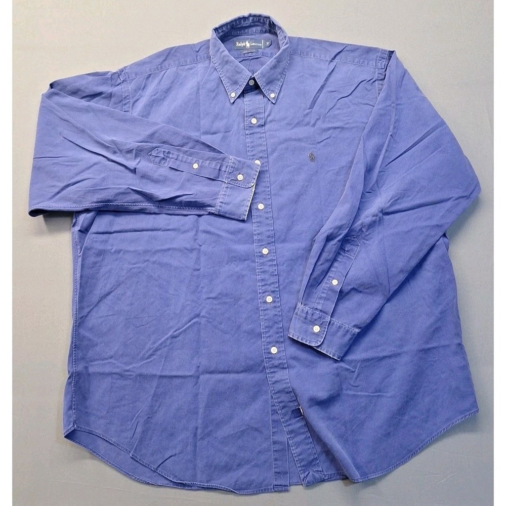 Vintage Polo Ralph Lauren Twill Shirt Mens XL Blue Button Down Cotton Preppy - Picture 2 of 9